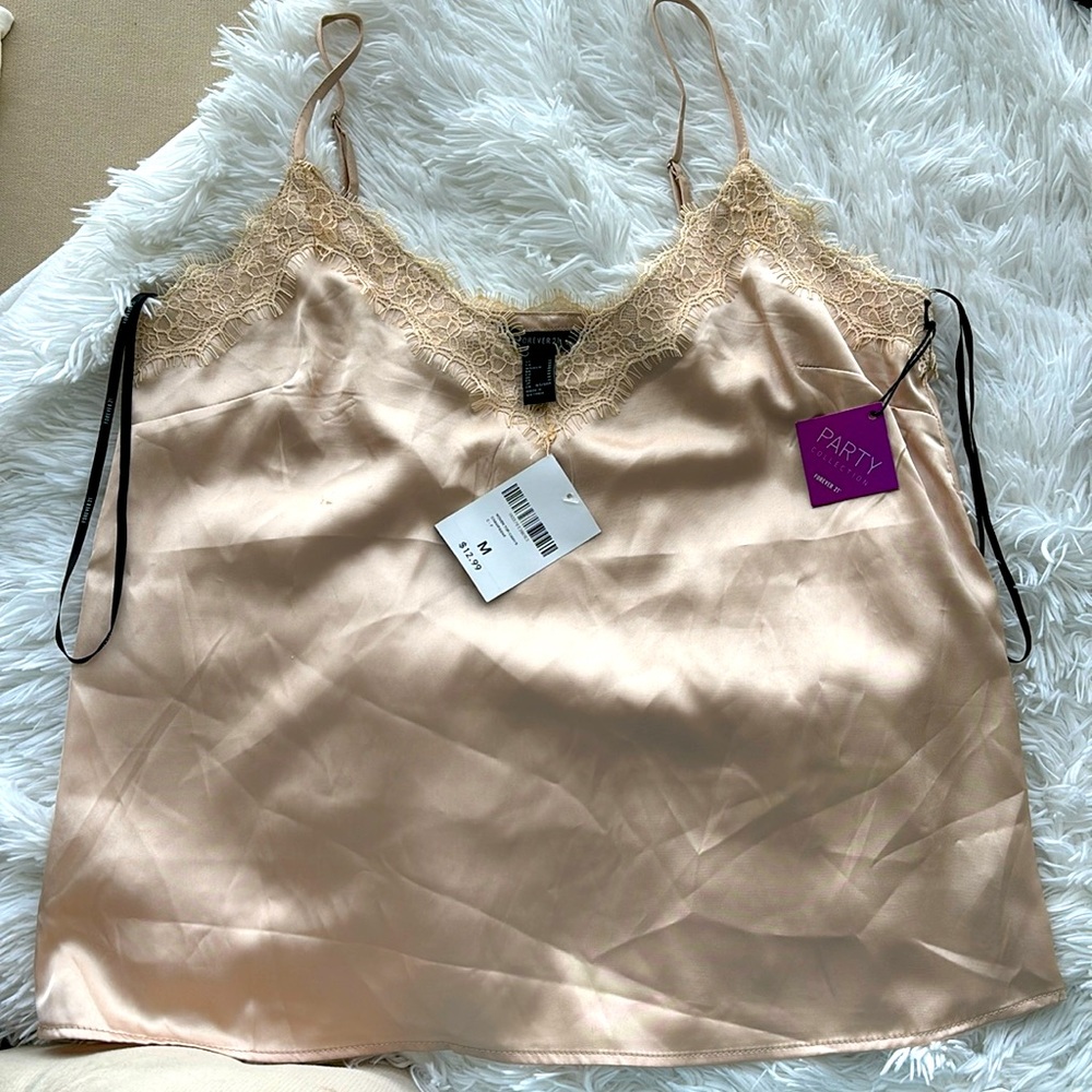 Forever 21 beige satin camisole, size Medium